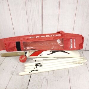 Slazenger V1 Series Cricket Set Youth Size 3 Red White Good Complete Set